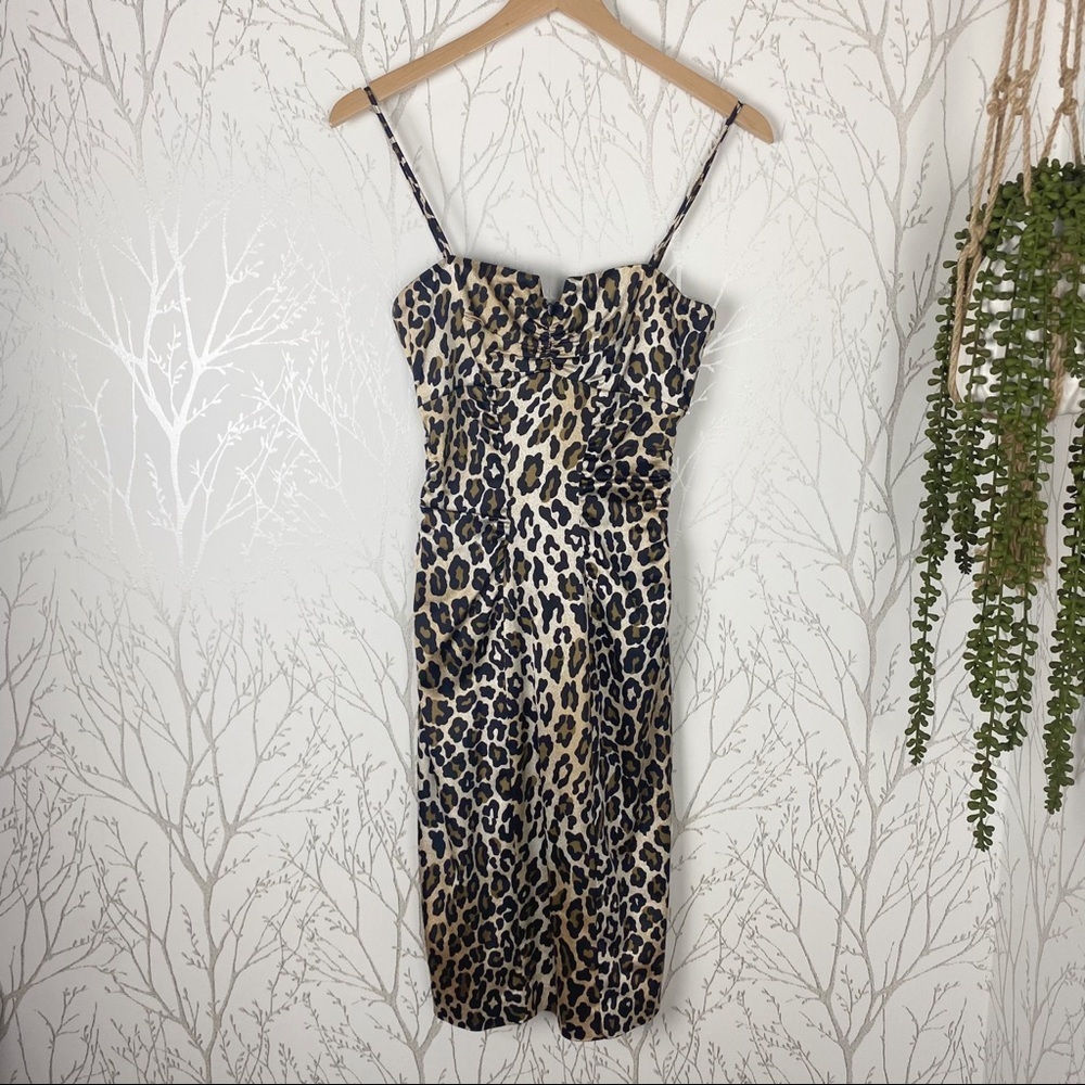 CACHE Y2K Animal Print Slip Dress Sweetheart neckline 2 Cheetah Leopard Vintage - Picture 6 of 14